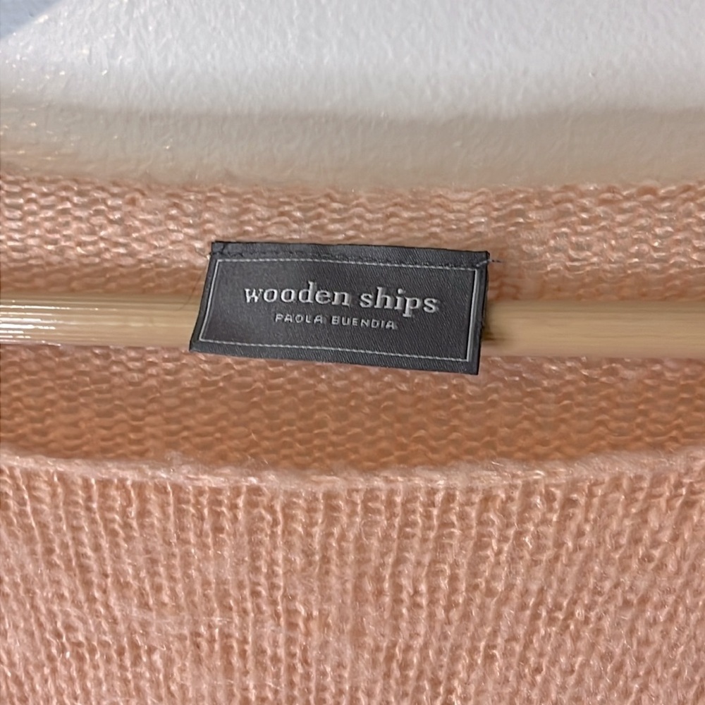 Wooden Ships Mohair Blend Peach Slouchy Loose Knit Boat Neck Sweater‎ Sz S/M - Picture 3 of 9